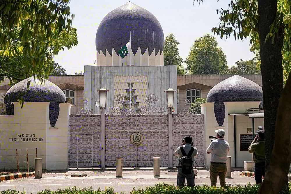 | Photo: PTI/Ravi Choudhary : Pahalgam terror attack: Pakistan Embassy in Delhi