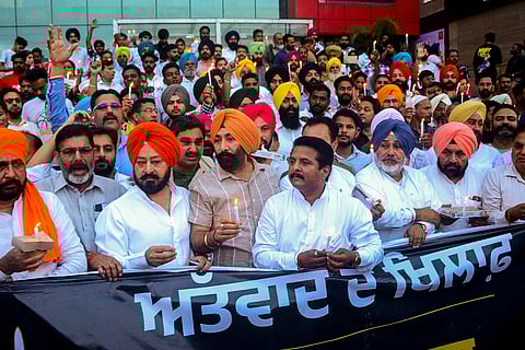 Pahalgam terror attack: Protest in Patiala