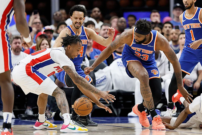 NBA Basketball New York Knicks vs Detroit Pistons:  Landry Shamet