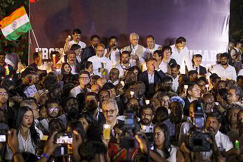 Pahalgam terror attack: Telangana CM, Owaisi attend candlelight rally for the victims in Hyderabad