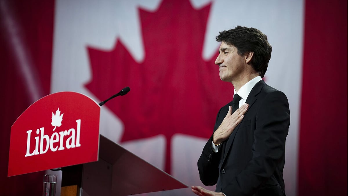 | Photo: AP : Canadian Prime Minister Justin Trudeau finishes his speech at the Liberal leadership announcement in Ottawa, Ontario, Sunday, March 9