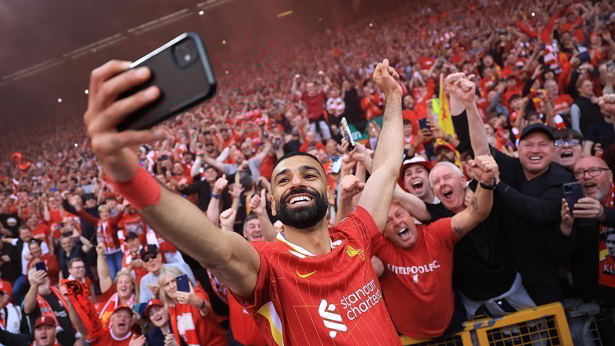 Salah celebrates with Liverpools fans