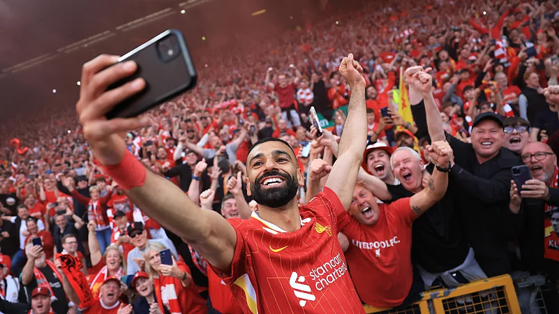 Salah celebrates with Liverpools fans