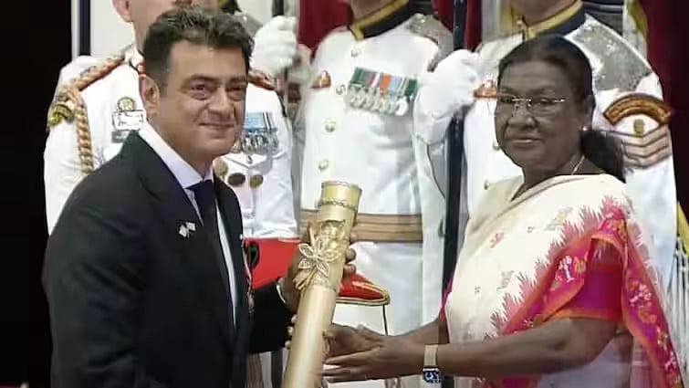 X : Ajit Kumar recieving Padma Shree