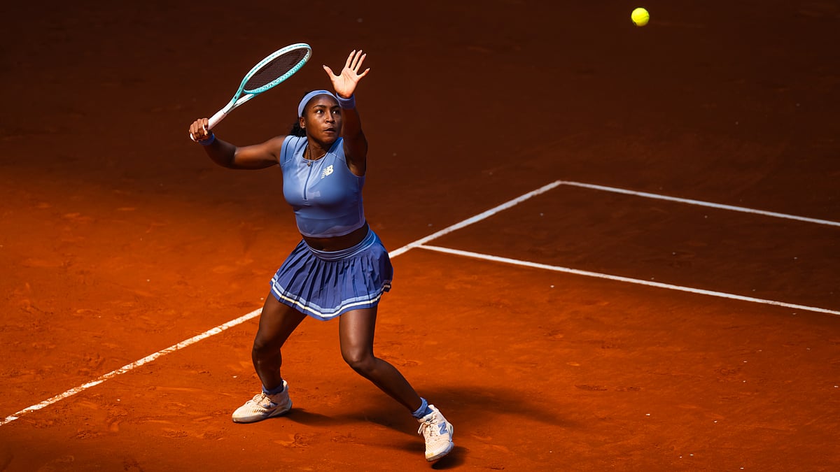 Coco Gauff in action at the Madrid Open on Monday