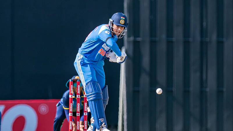 Smriti Mandhana batting against Sri Lanka in the ongoing tri-series