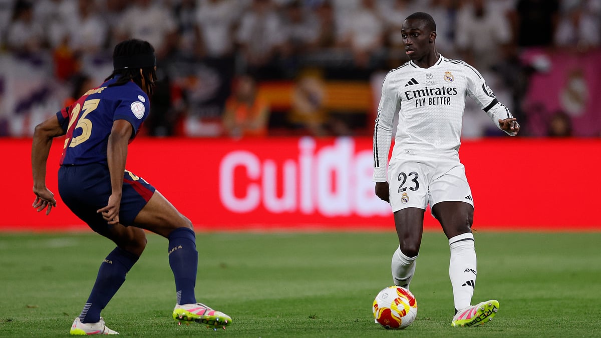 Ferland Mendy in action against Barcelona in the Copa del Rey final