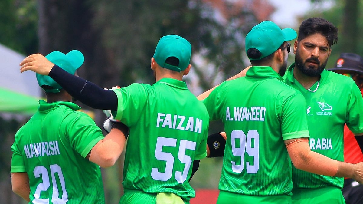 X | Malaysia Cricket  : Saudi Arabia National Cricket team celebrates win over Singapore in Malaysia. 
