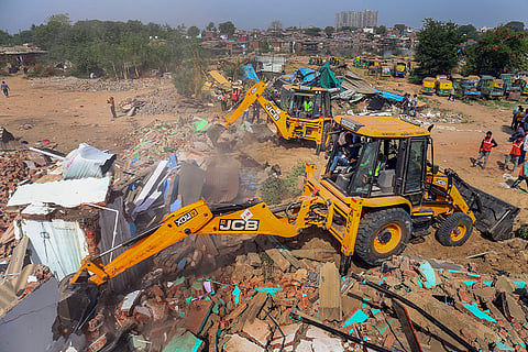 AMC conducts demolition drive near Chandola lake