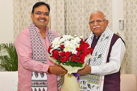 Manohar Lal Khattar, Bhajanlal Sharma meets
