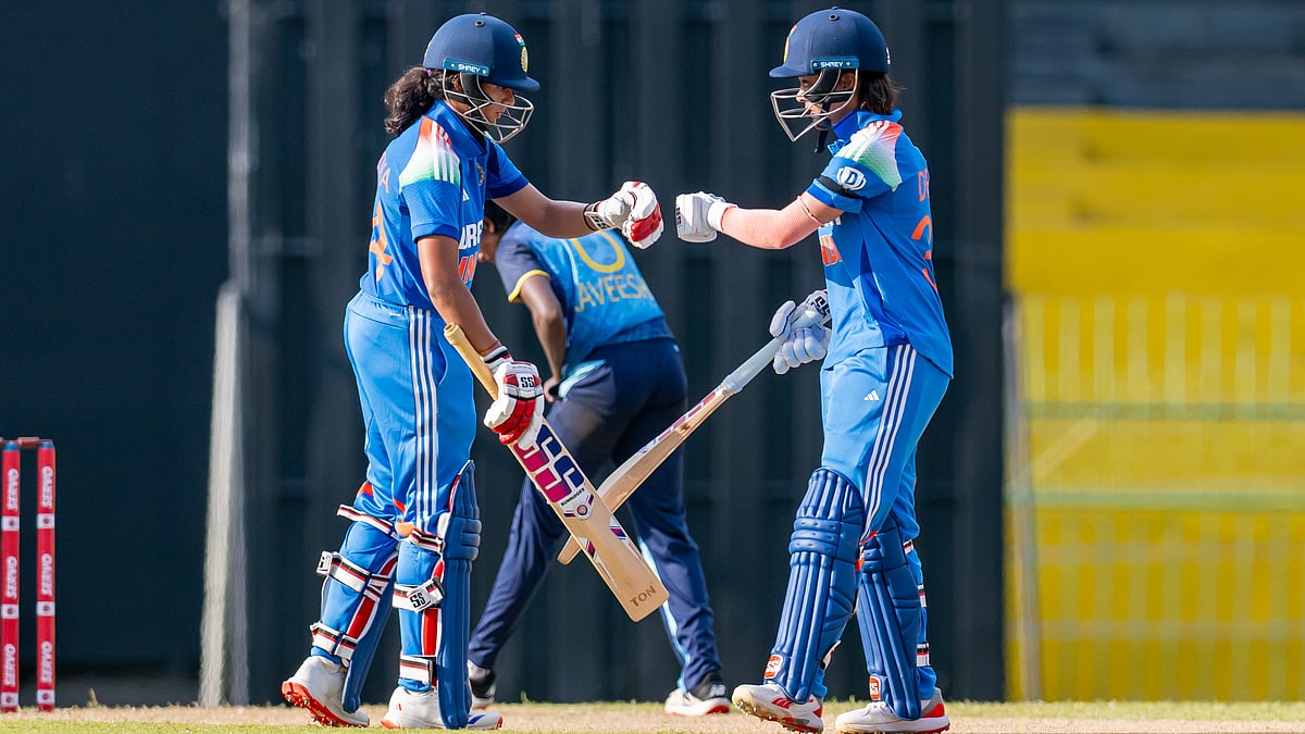 Photo: X | BCCI Women : India women's national cricket team players Pratika Rawal and Harleen Deol during a match in Colombo.