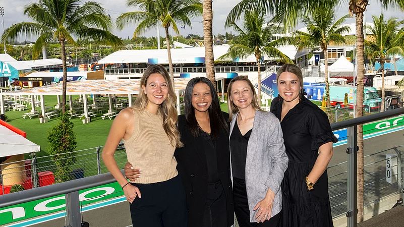 Katharina Nowak, Sydney McClain, Natalie Clark, Melanie Cabassol, Miami GP 2025 Hard Rock via AP