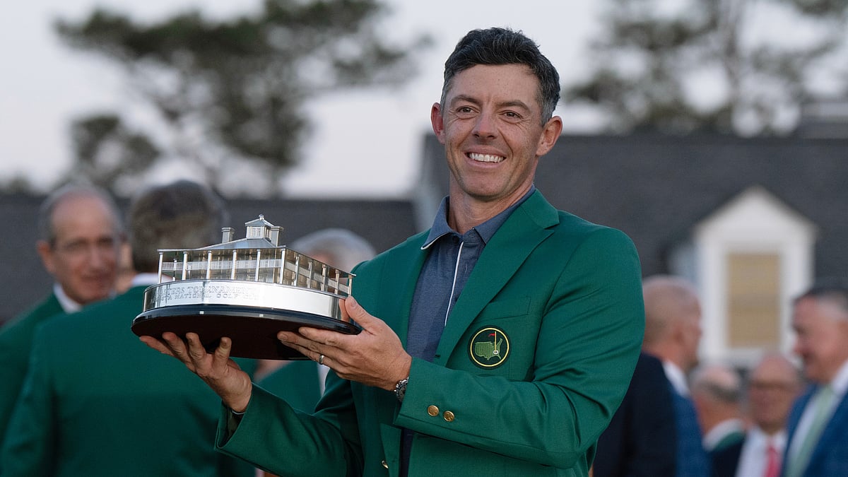 Rory McIlroy celebrates his Masters win