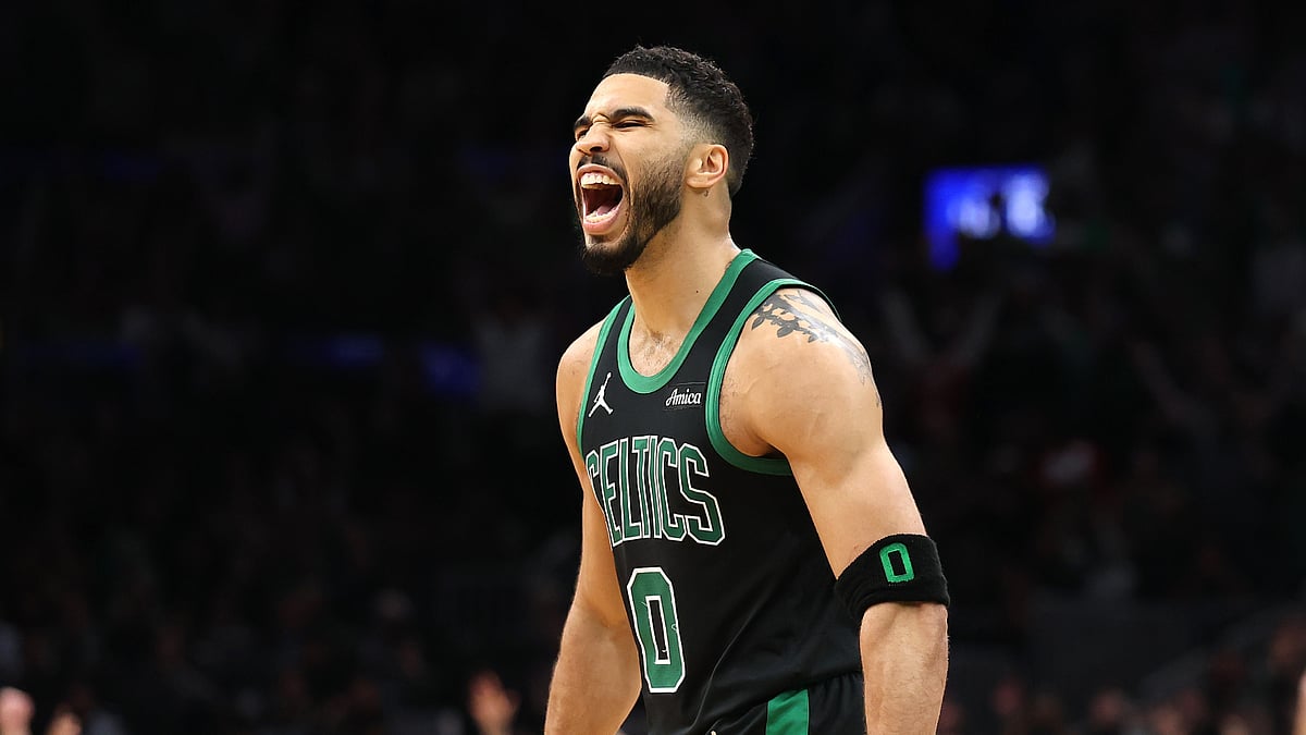 Jayson Tatum during the Boston Celtics' win over the Orlando Magic