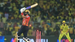 AP Photo/R. Parthibhan : Punjab Kings' captain Shreyas Iyer bowled out during the Indian Premier League cricket match at M. A. Chidambaram Stadium in Chennai.