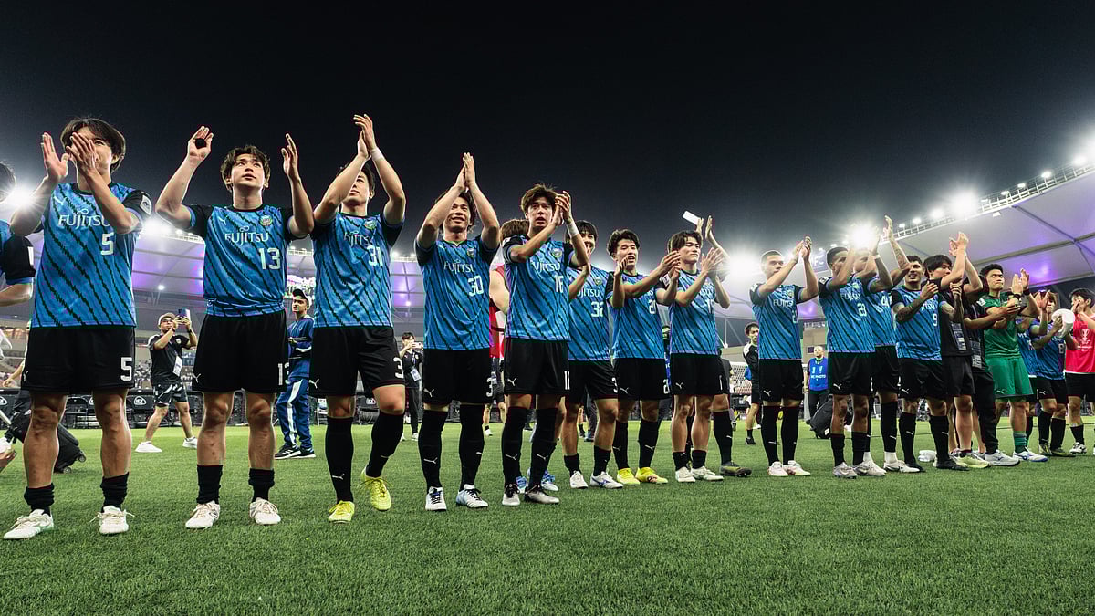 Kawasaki Frontale's players celebrate after beating Al-Nassr