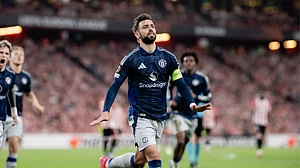 Bruno Fernandes celebrates his goal against Athletic Bilbao