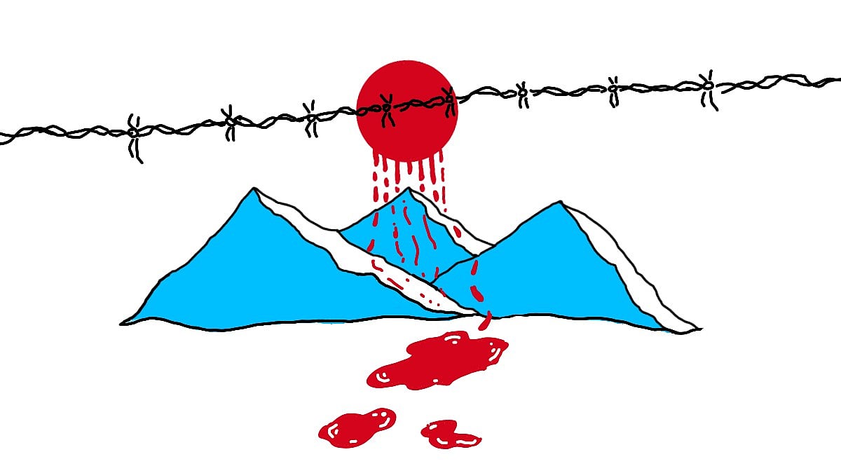 Illustration of mountains with blood 