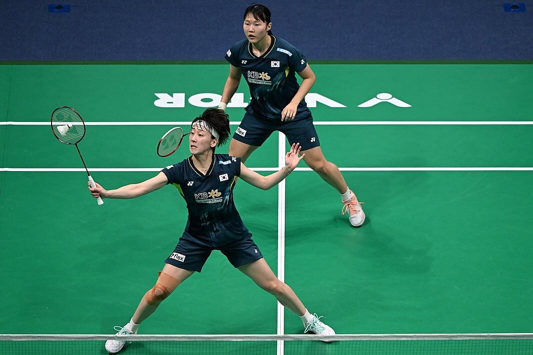 Instagram/@badmintonasia.official : Women’s pair Baek Ha Na and Lee So Hee sealed it for South Korea in the BWF Sudirman Cup semifinal.