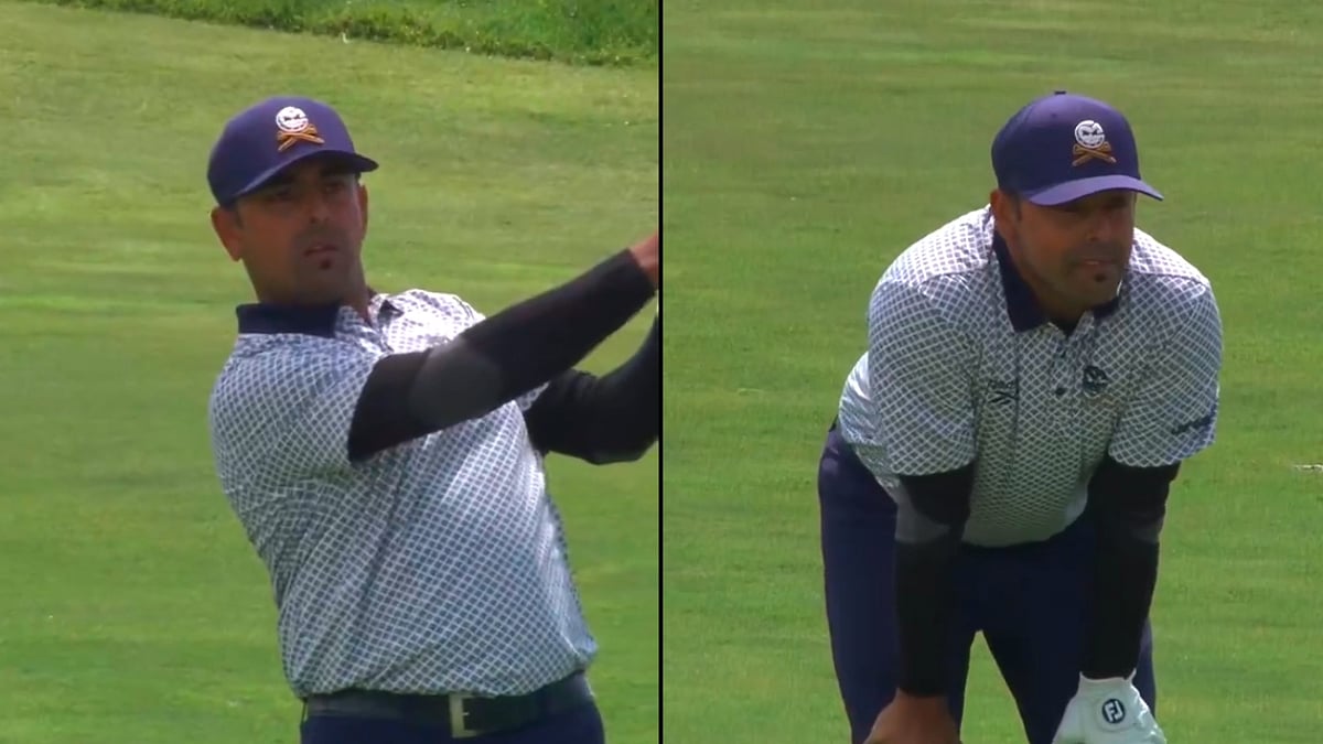 X/livgolf : Screenshot from the video showing Anirban Lahiri's shot