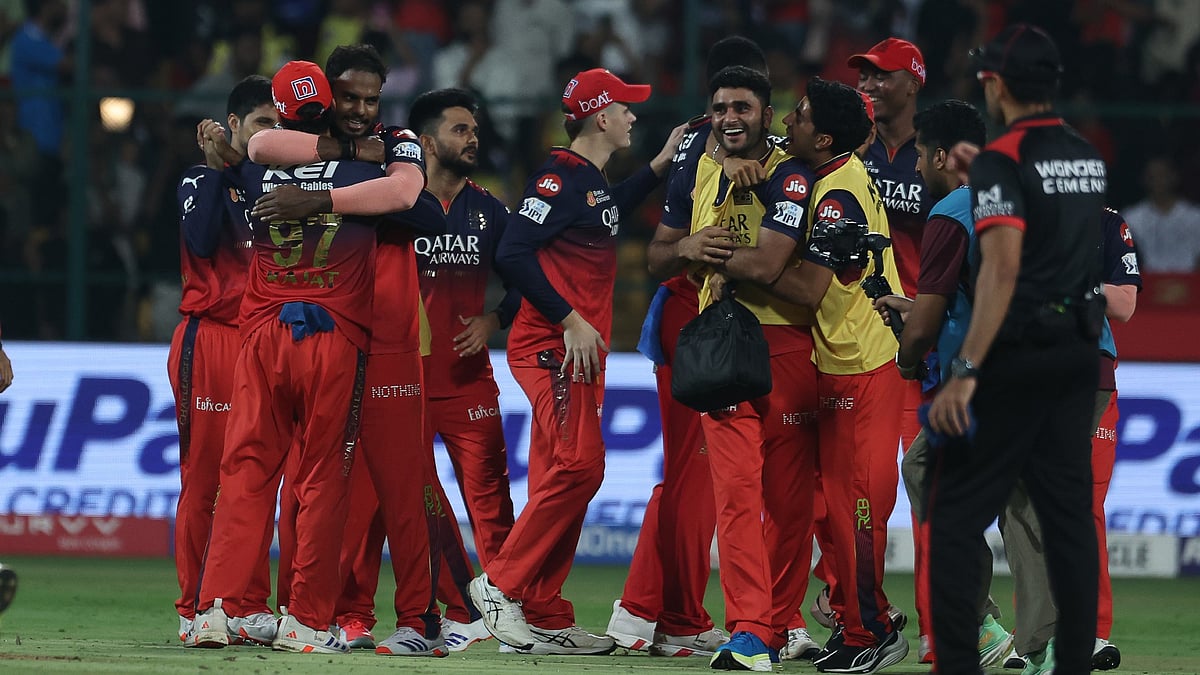 Yash Dayal celebrates closing out a two-run win over CSK.