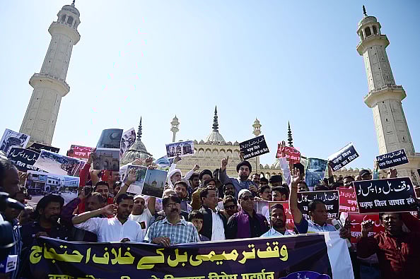 Getty : Protest against the Waqf Amendment Bill on March 7, 2025 in Lucknow, India. 