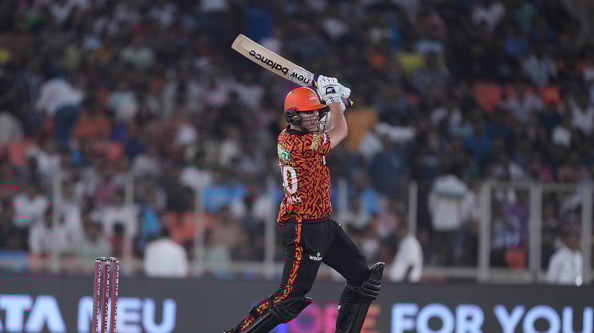 Sunrisers Hyderabads captain Pat Cummins plays a shot. AP