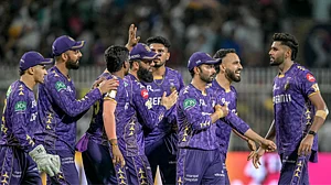 Kolkata Knight Riders celebrate their win over the Rajasthan Royals