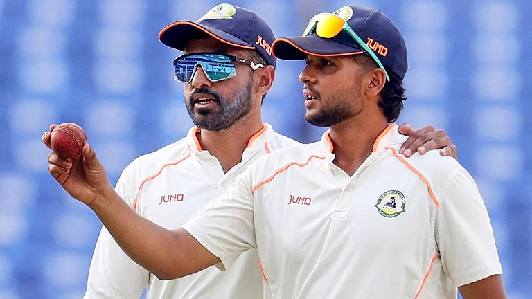 Harsh Dubey during Ranji Trophy final between Kerala and Vidarbha - PTI