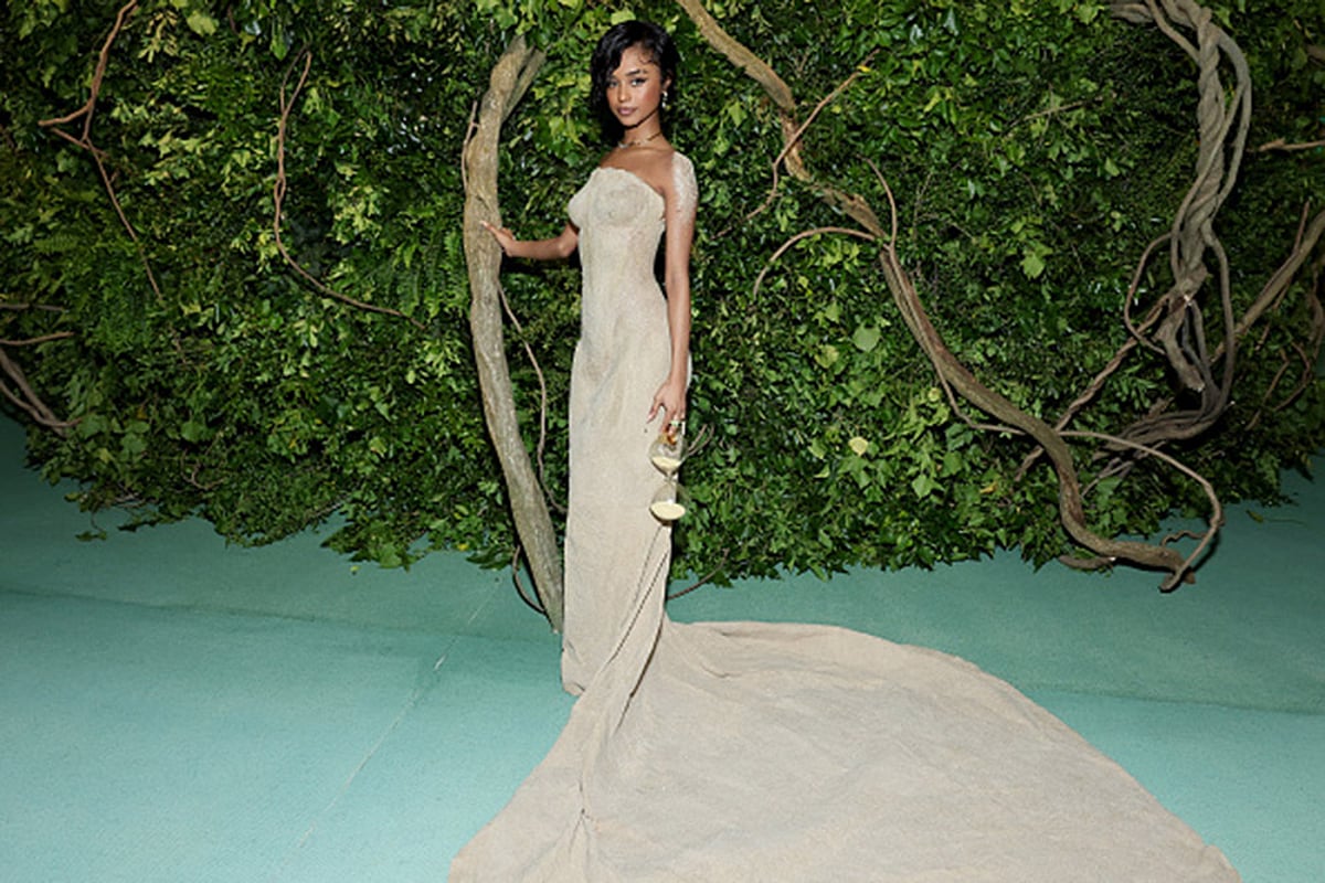 Tyla's sand dress by Balmain, 2024