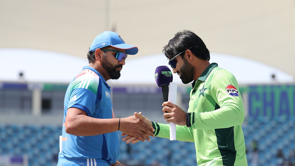 File Photo: Rohit Sharma and Mohammad Rizwan during the India Vs Pakistan ICC Champions Trophy 2025 match in Dubai.  - X | Pakistan Cricket