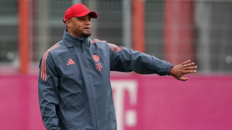Vincent Kompany leads a Bayern Munich training session during the week. - null