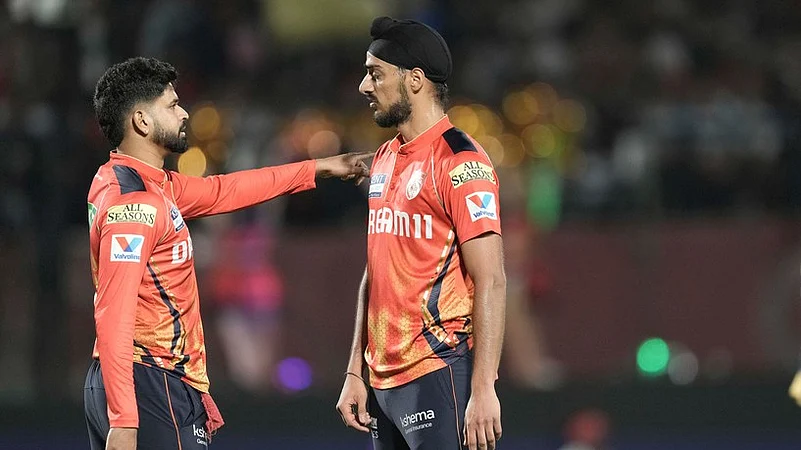 Punjab Kings captain Shreyas Iyer with his teams lead pacer Arshdeep Singh