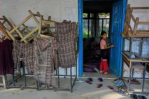 A makeshift center in a school at RS Pura