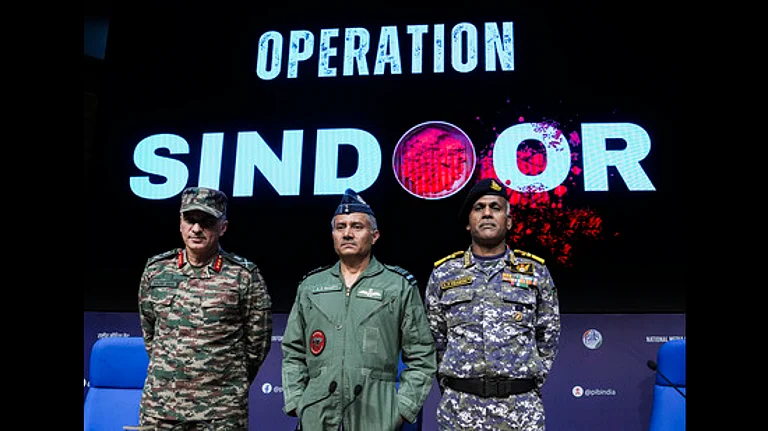 Top defence officials at Operation Sindoor media briefing - PTI