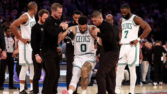 NBA Conference Semifinals: Tatum Injured; Knicks, Wolves Go Up 3-1