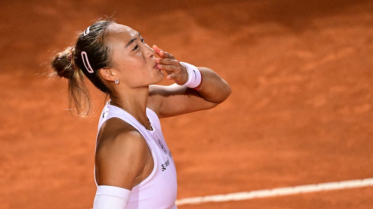 File : File photo of Zheng Qinwen in action at Rome Open.