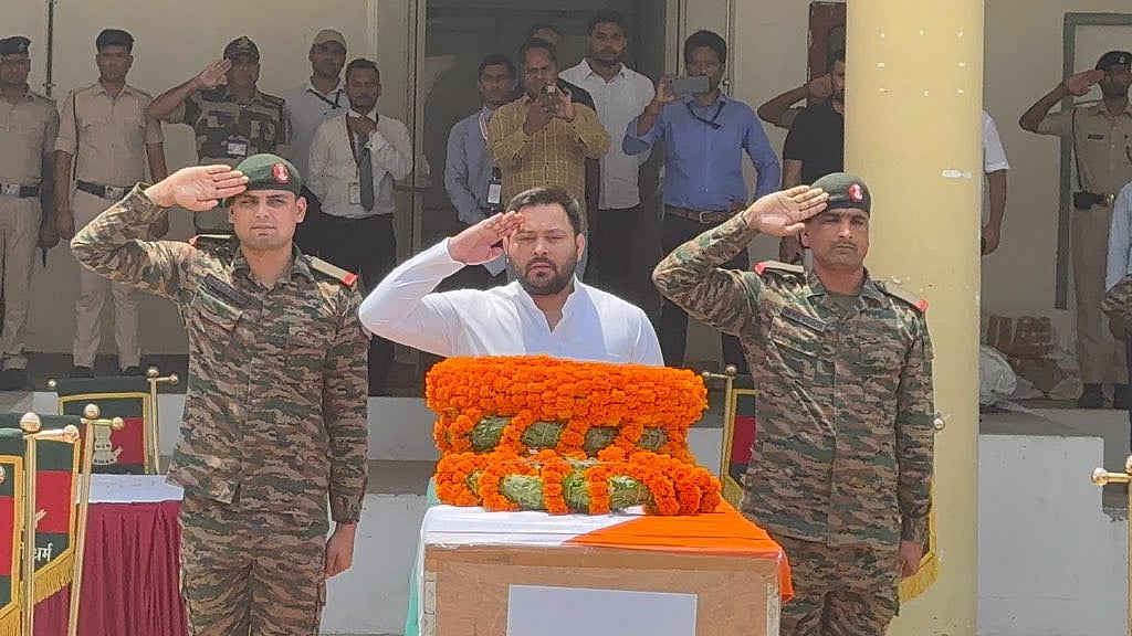X/@yadavtejashwi : RJD leader Tejashwi Yadav paid tribute to the mortal remains of immortal martyr of Indian Army Shri Rambabu Prasad, a resident of Bihar.