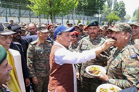 Rajnath Singh visits Badami Bagh Cantt in Srinagar
