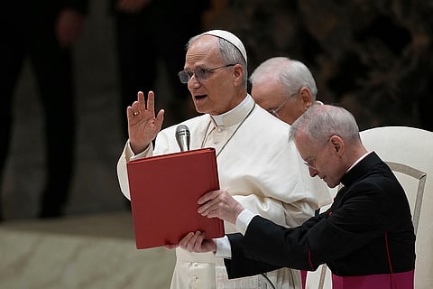 Pope Leo XIV meets with members of the international media