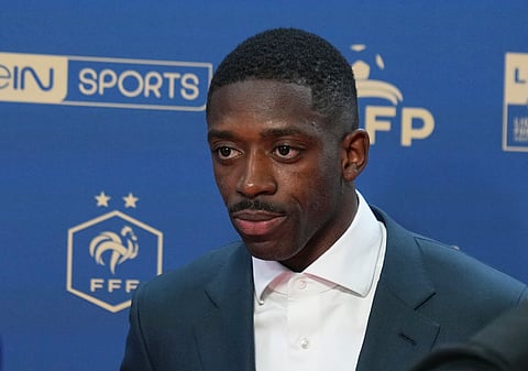 PSG's Ousmane Dembele arrives at the UNFP Trophies ceremony in Paris on May 11, 2025. He leads the Ligue 1 2024-25 scoring charts after matchday 33.