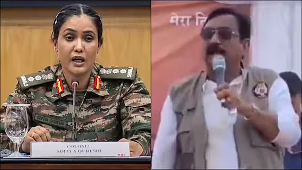 Colonel Sofiya Qureshi (L) and Madhya Pradesh minister Vijay Shah (R)
