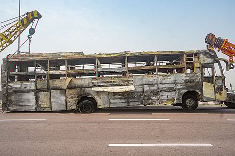 Moving bus catches fire in Lucknow