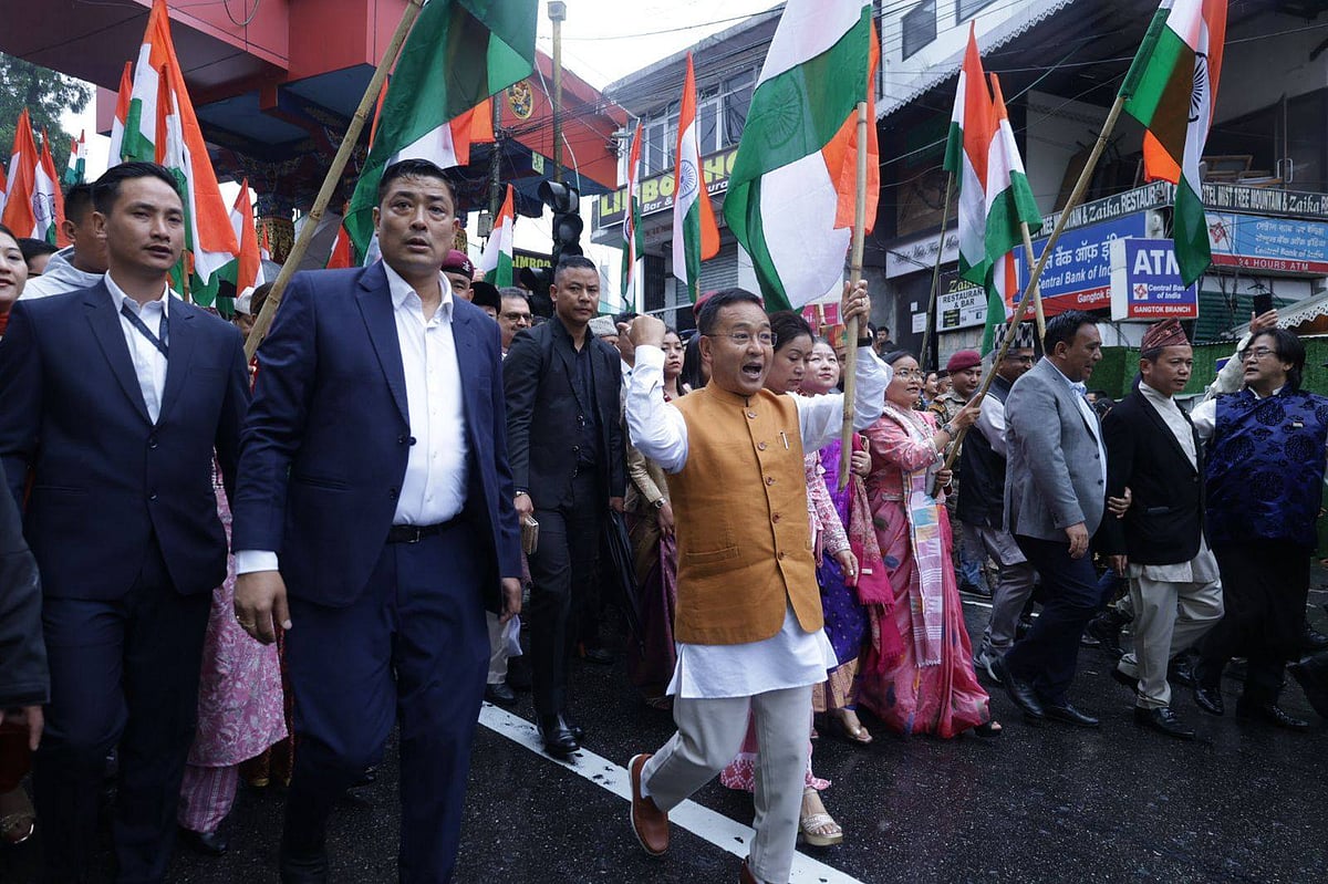Chief Minister Prem Singh Tamang-Golay leading Tiranga March