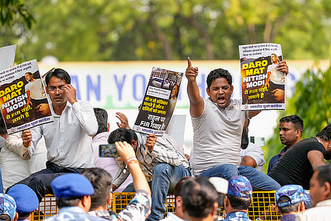 IYC protest in Delhi over FIR against Rahul Gandhi in Darbhanga