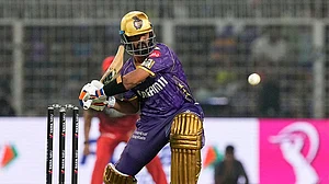 | Photo: AP/Bikas Das : Ajinkya Rahane during Royal Challengers Bengaluru vs Kolkata Knight Riders in IPL 2025