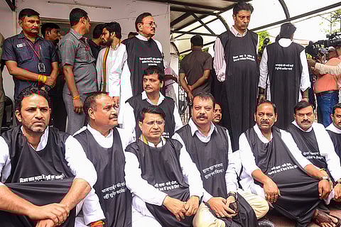 Protest against MP Minister Vijay Shah