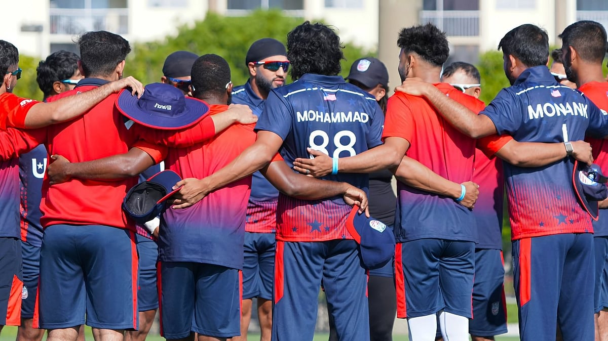 | Photo: X/usacricket : USA national cricket team in training ahead of their ICC CWC League Two match against Canada.