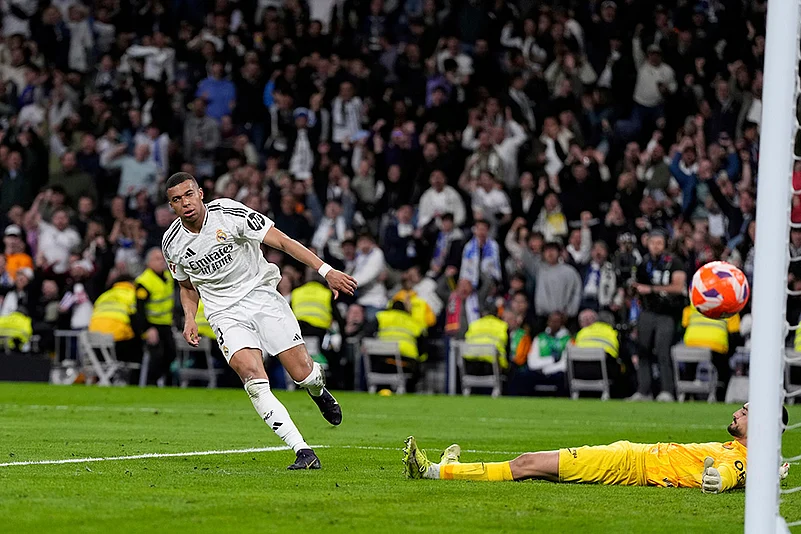 Spanish La Liga soccer Real Madrid and Mallorca:  Kylian Mbappe