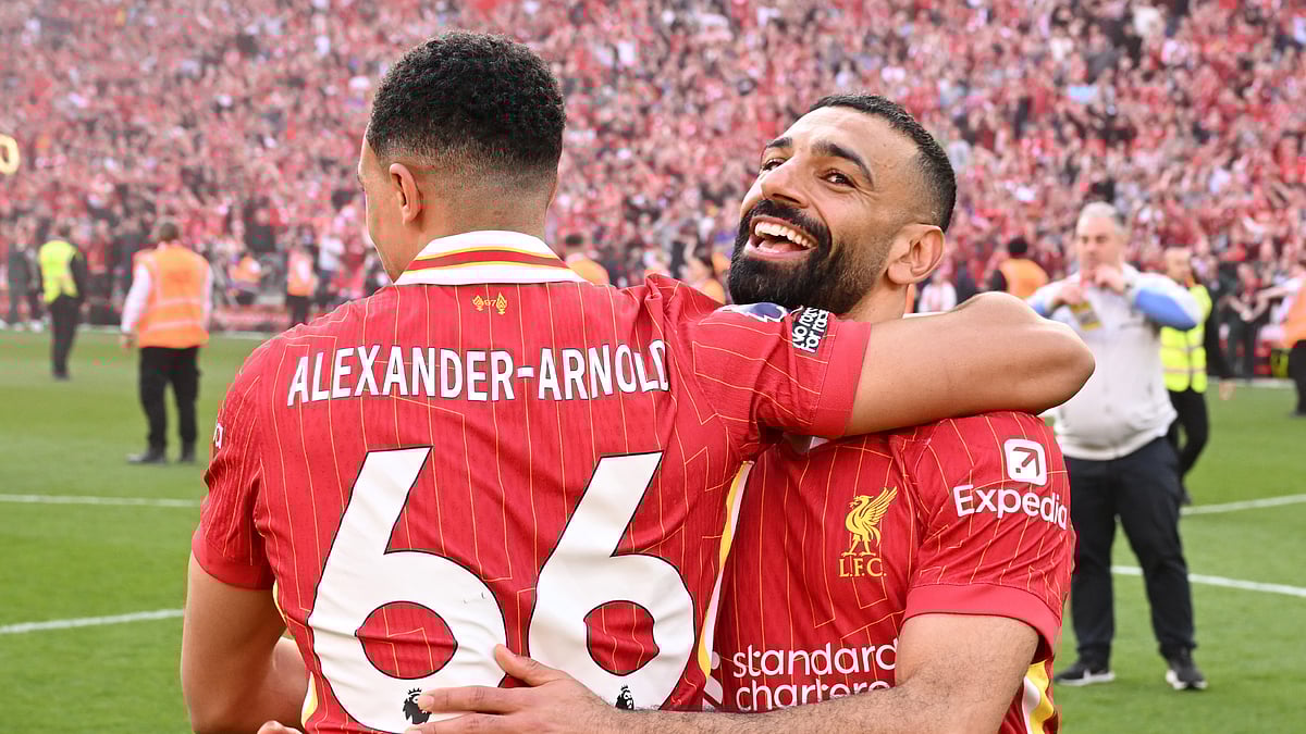 Liverpool's Trent Alexander-Arnold and Mohamed Salah - null